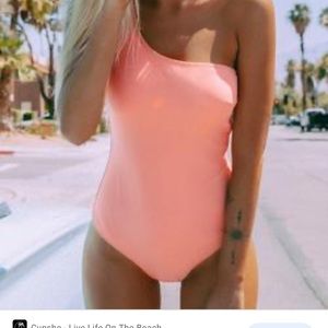 Hot Pink one shoulder swim suit NWT